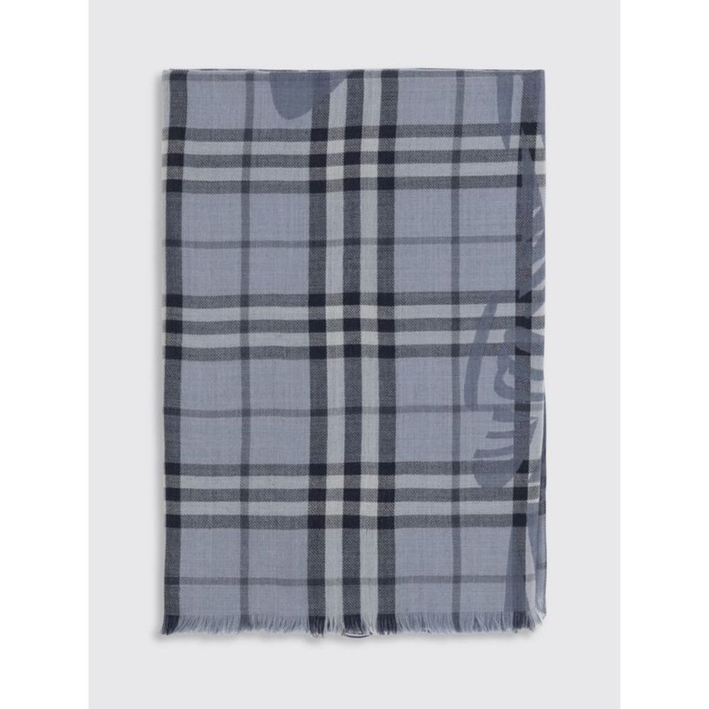 Burberry Women Check Wool And Silk-Blend Scarf Burberry With Fringed Edges